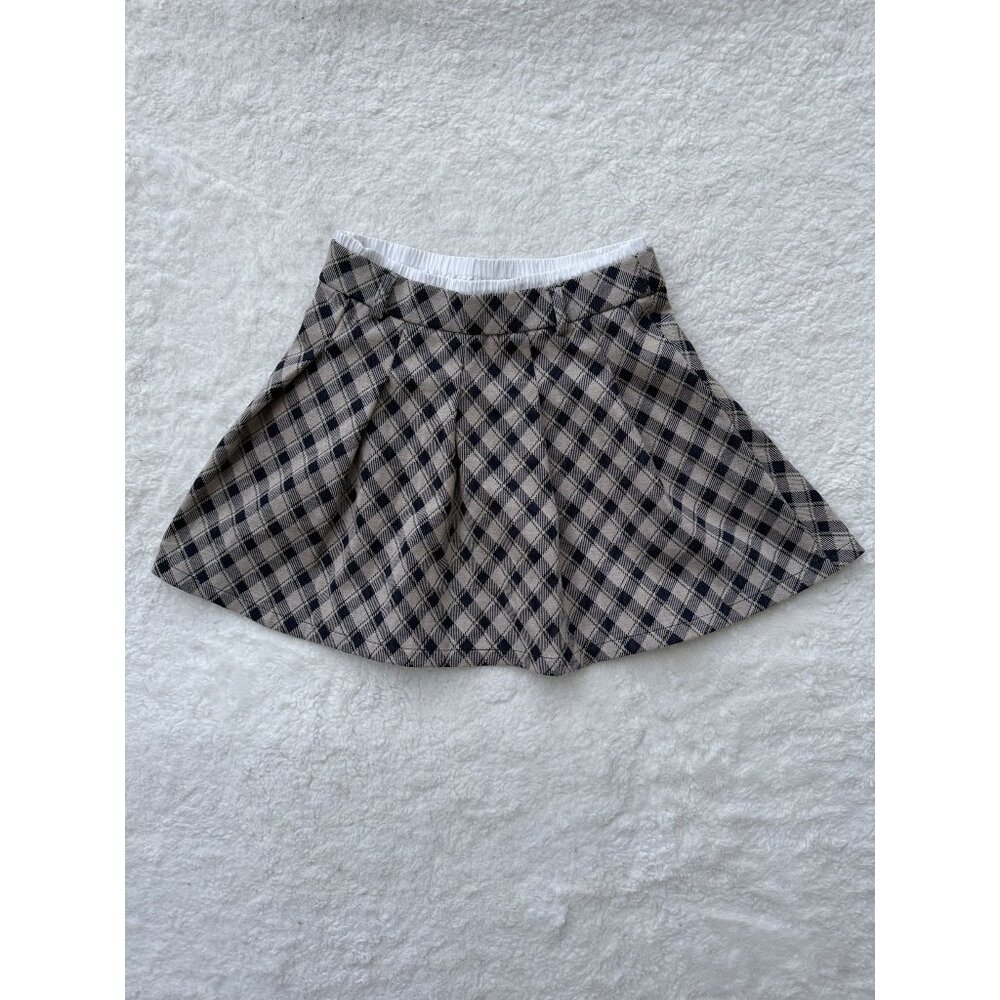 Zara Brown Pleated Plaid Skirt Size 10 140cm RN77302